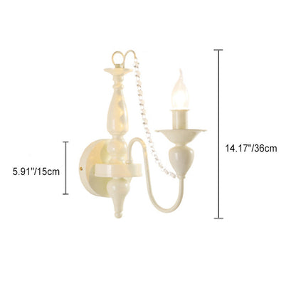French Iron Crystal Candle 1/2 Light Wall Sconce Lamp