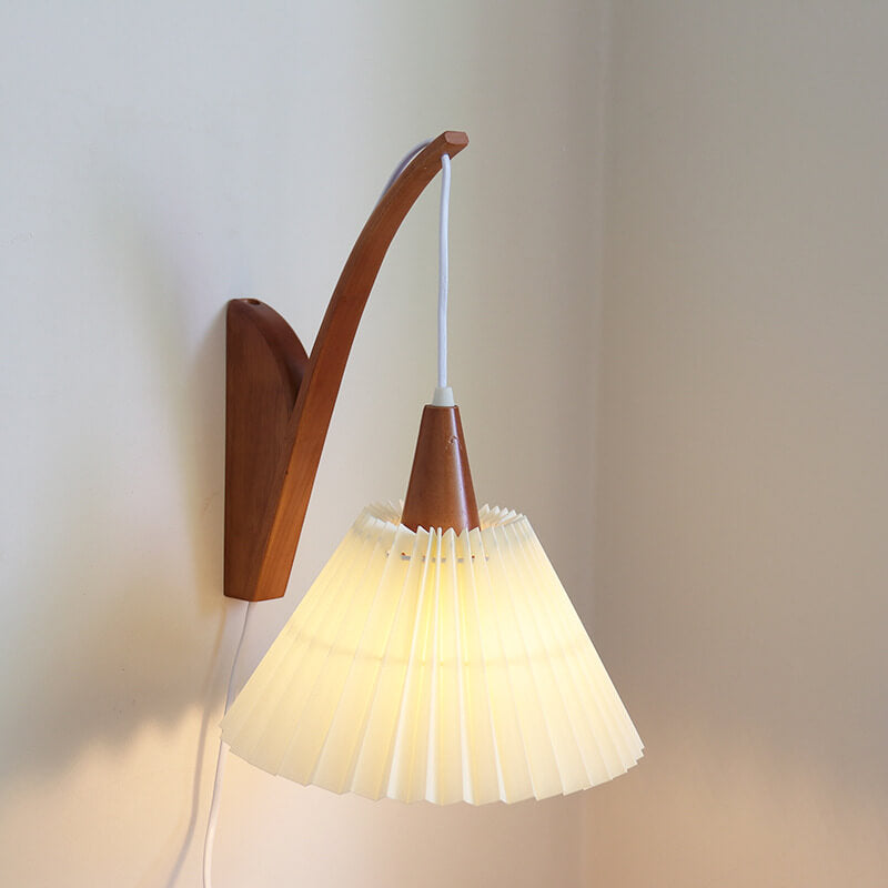 Japanese Fabric Umbrella Shade 1-Light Wall Sconce Lamp