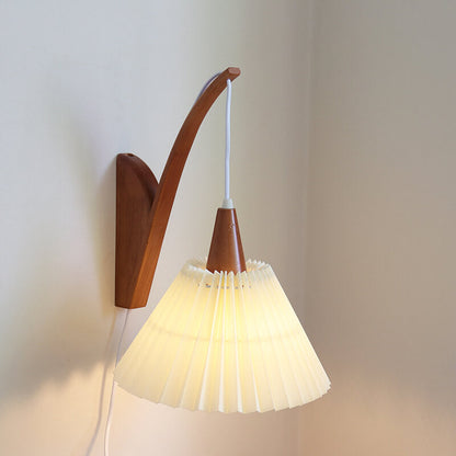 Japanese Fabric Umbrella Shade 1-Light Wall Sconce Lamp