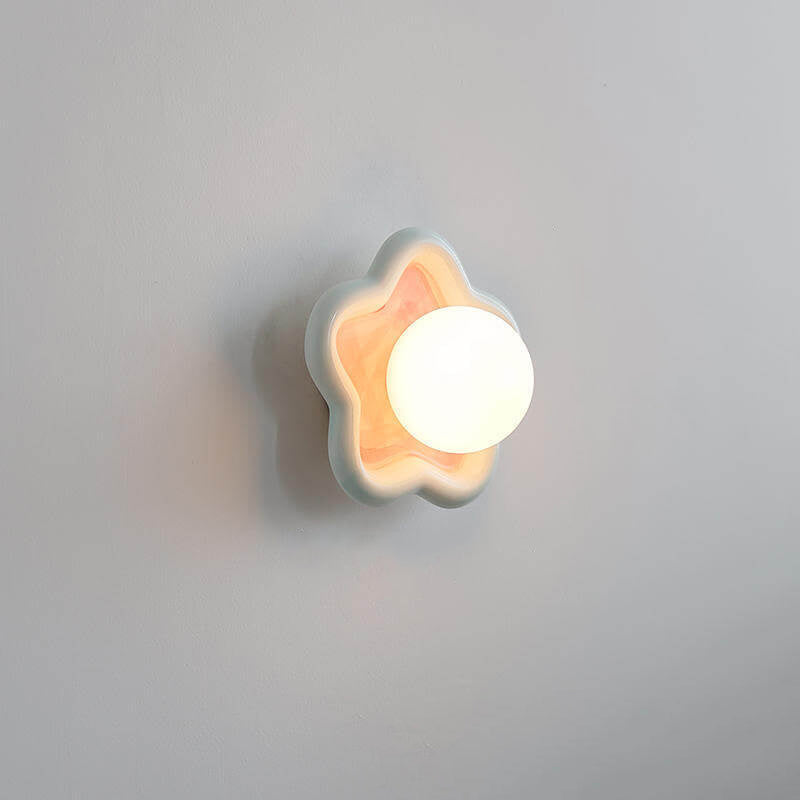Ceramic Glass Iron Star Design 1-Light Wall Sconce Lamp
