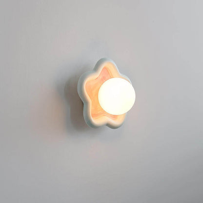 Ceramic Glass Iron Star Design 1-Light Wall Sconce Lamp