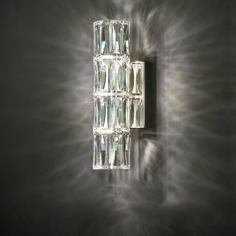 Luxury Silver Crystal Column 3/4/6 Light Wall Sconce Lamp