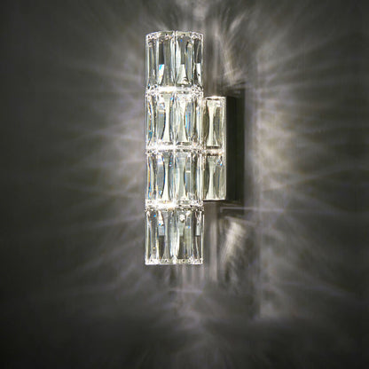 Luxury Silver Crystal Column 3/4/6 Light Wall Sconce Lamp