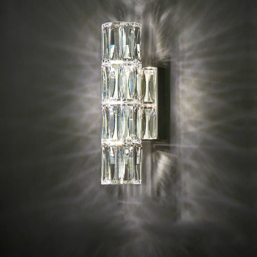 Luxury Silver Crystal Column 3/4/6 Light Wall Sconce Lamp