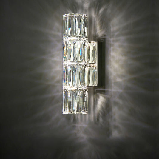 Luxury Silver Crystal Column 3/4/6 Light Wall Sconce Lamp