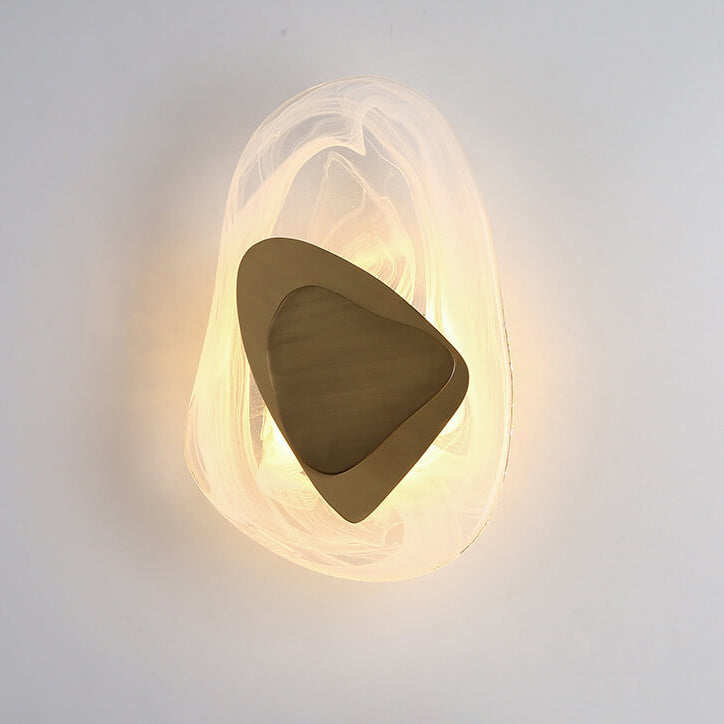 Art Deco Irregular Oval Glass Iron LED Wall Sconce Lamp