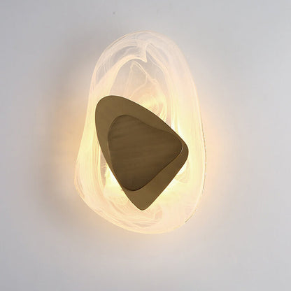 Art Deco Irregular Oval Glass Iron LED Wall Sconce Lamp
