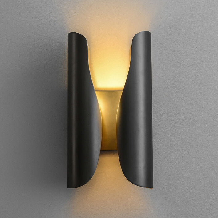 Light Luxury Rolled Edge Brass 2-Light Wall Sconce Lamp