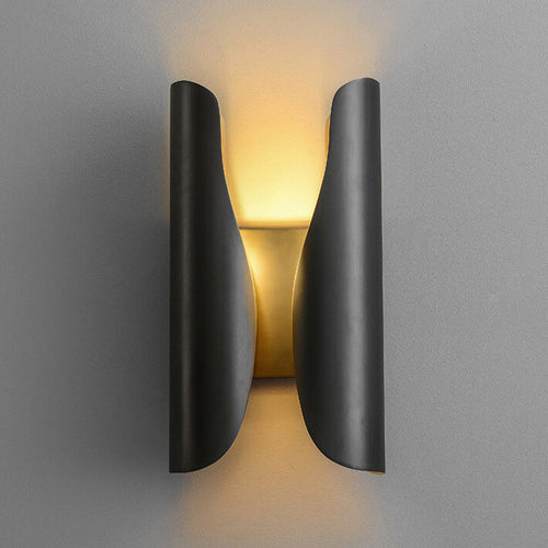 Light Luxury Rolled Edge Brass 2-Light Wall Sconce Lamp
