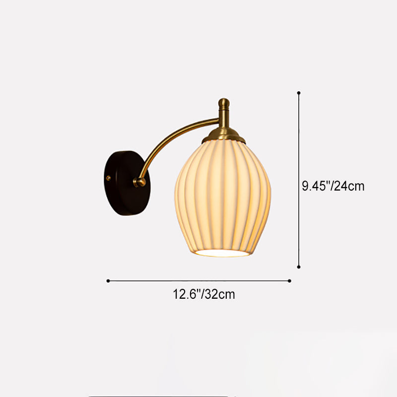French Flower Shade Solid Wood Base 1-Light Wall Sconce