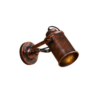 Traditional Rust Iron Cylinder 1-Light Wall Sconce Lamp