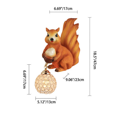 Kids Squirrel Ball Crystal Resin 1-Light Wall Sconce Lamp
