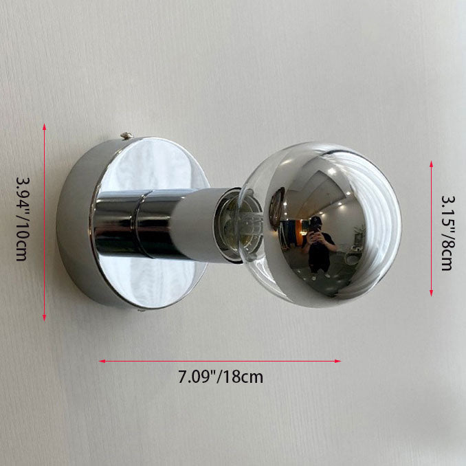 Electroplated Iron Spherical Glass 1-Light Wall Sconce Lamp