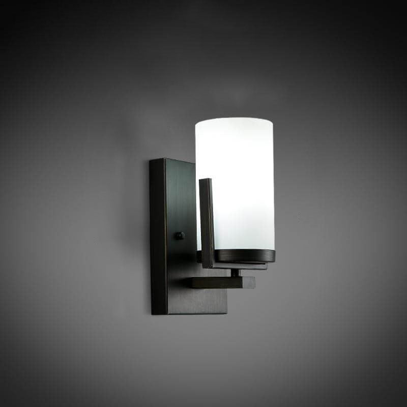 European Cylindrical Iron Glass 1-Light Wall Sconce Lamp