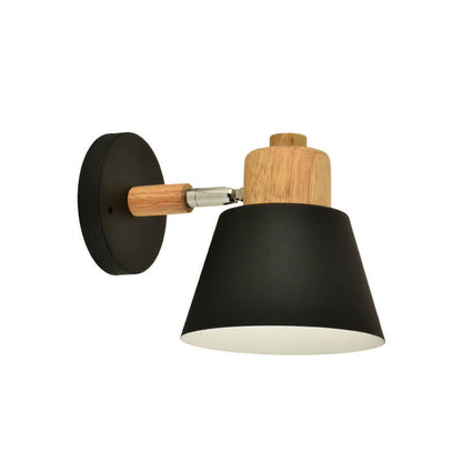 Macaron Dome Cone Shade Wood Top 1-Light Wall Sconce Lamp