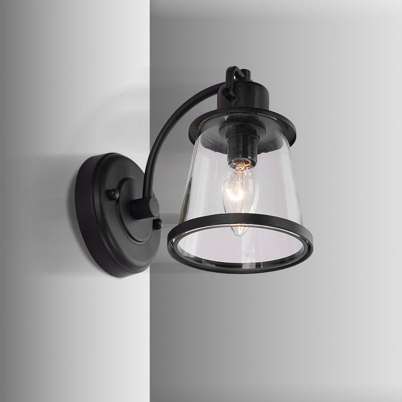 Iron Glass Round Shade 1-Light Waterproof Wall Sconce Lamp