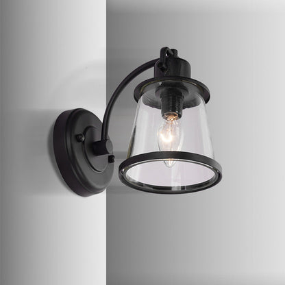 Iron Glass Round Shade 1-Light Waterproof Wall Sconce Lamp