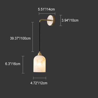 Light Luxury Marble Column Copper 1-Light Wall Sconce Lamp