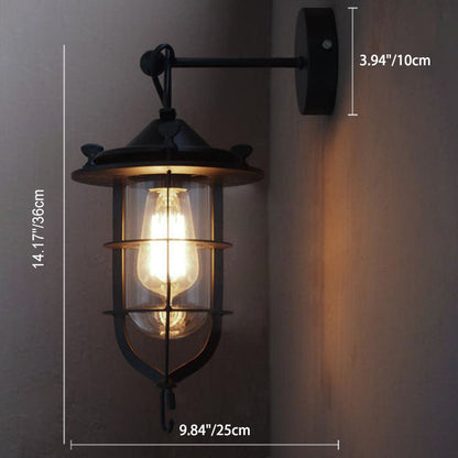Industrial Iron Glass Round 1-Light Wall Sconce Lamp