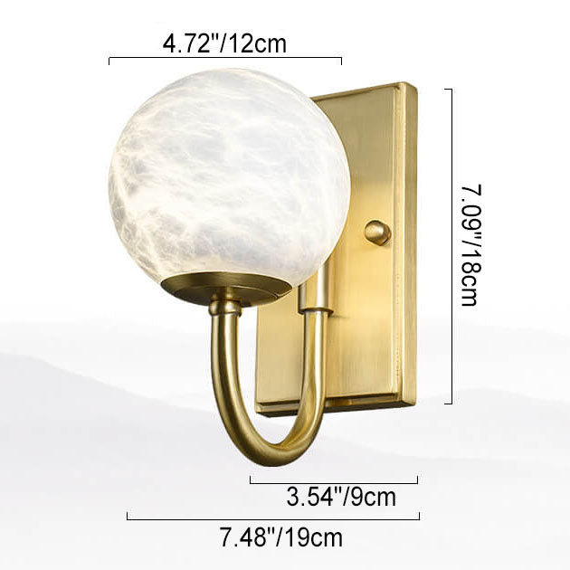 Chinese Marble Spherical Shade 1-Light Wall Sconce Lamp