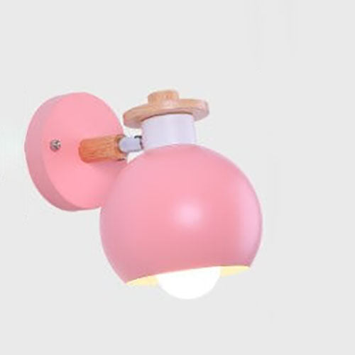 Dome Iron Solid Wood Macaroon 1-Light Wall Sconce Lamp