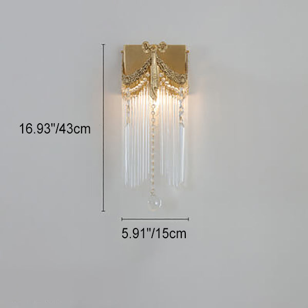 French Luxury Bow Brass Crystal 1-Light Wall Sconce Lamp