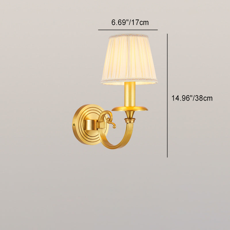 Full Frame Pleated Fabric Shade 1/2-Light Wall Sconce Lamp