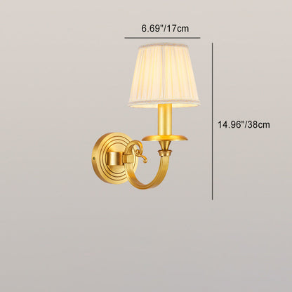 Full Frame Pleated Fabric Shade 1/2-Light Wall Sconce Lamp
