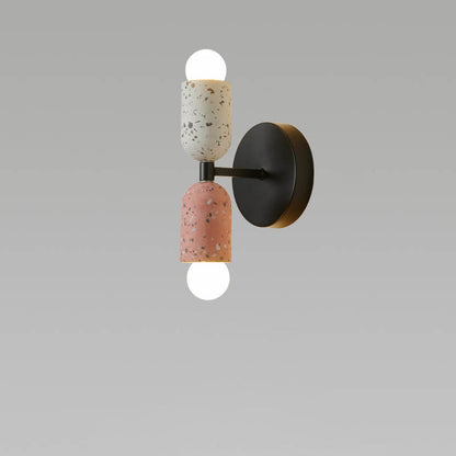 Japanese Stone Shaped Iron Cement 2-Light Wall Sconce Lamp