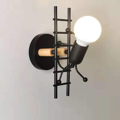 Little People Climbing Stairs Iron 1-Light Wall Sconce Lamp