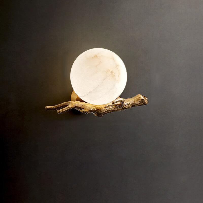 Luxury Brass Lucite Tree Branch 1-Light Wall Sconce Lamp