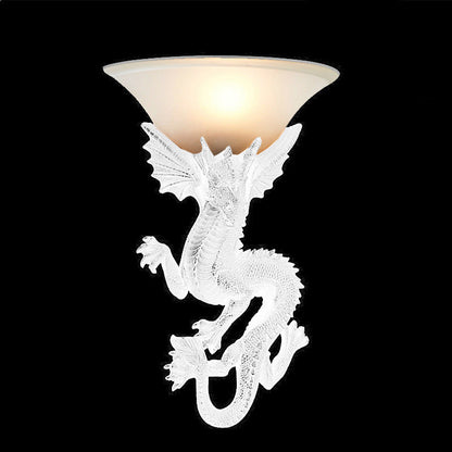 Resin Glass Dragon Semi-Circular 1-Light Wall Sconce Lamp