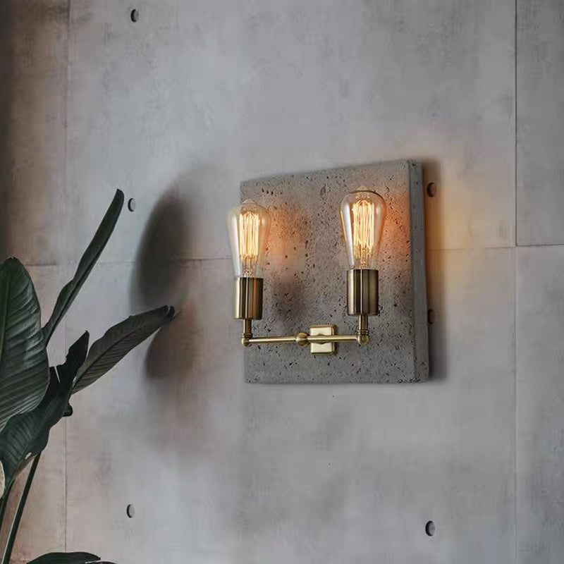 Scandinavian Iron Cement Plaster 2-Light Wall Sconce Lamp