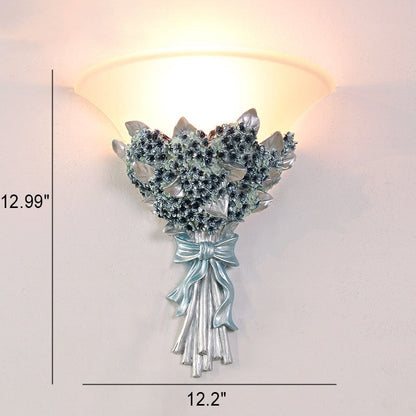 European Bouquet Shape Resin Glass 1-Light Wall Sconce Lamp