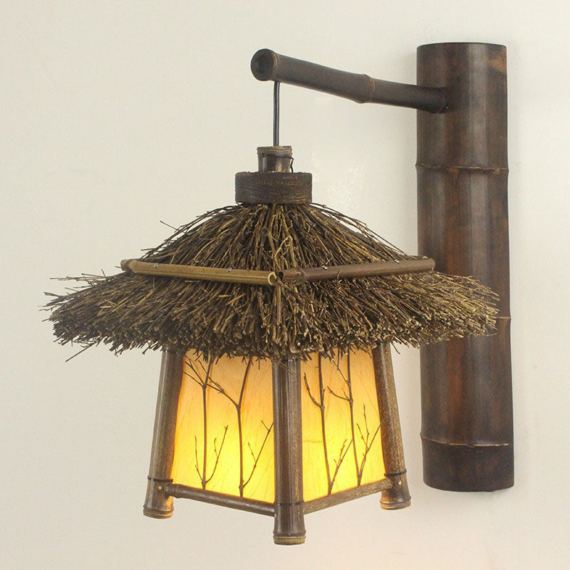 Traditional Rustic Cottage Bamboo 1-Light Wall Sconce Lamp