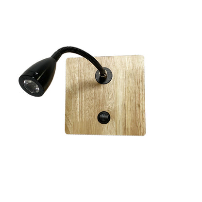 Simplicity Iron Aluminum Wood Square LED Wall Sconce Lamp