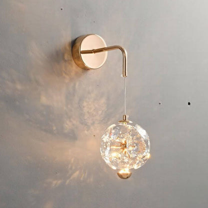 Modern Luxury Orb Hardware Crystal LED Wall Sconce Lamp