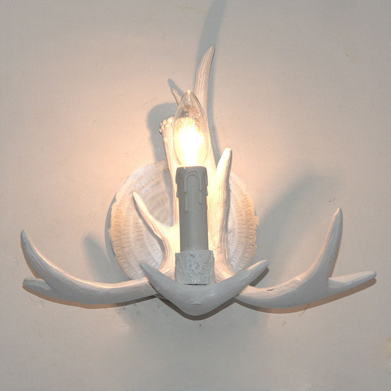 Traditional European Antler Resin 1-Light Wall Sconce Lamp
