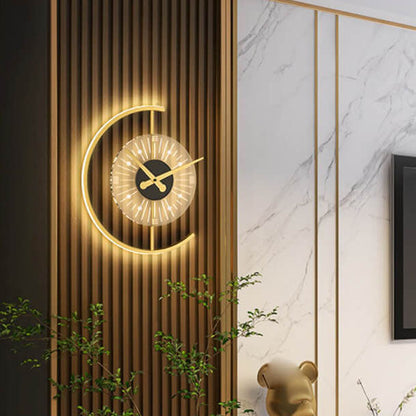 Creative Gold Finish Frame Clock Shape LED Wall Sconce Lamp