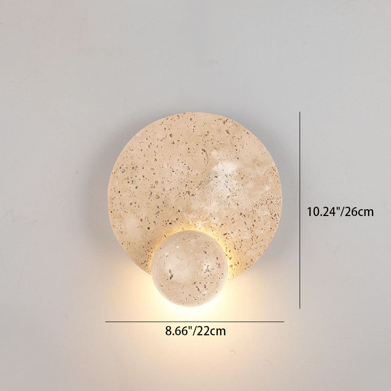 Japanese Round Yellow Travertine LED Wall Sconce Lamp