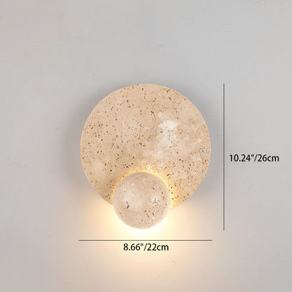 Japanese Round Yellow Travertine LED Wall Sconce Lamp