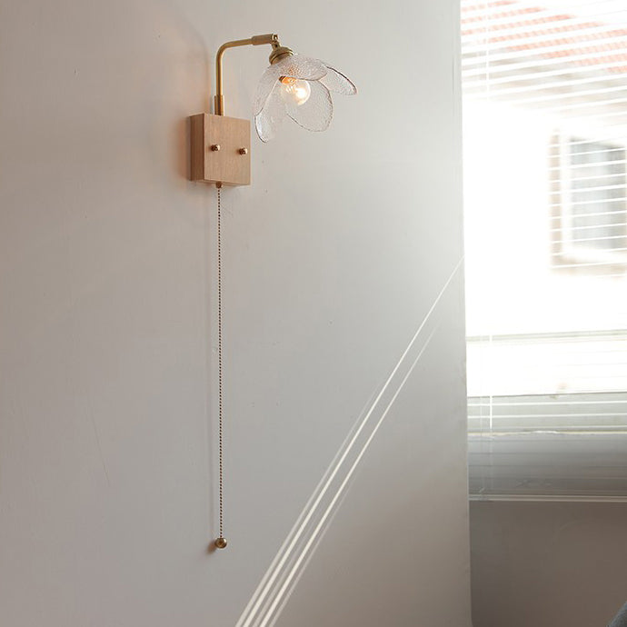 Japanese Hemispheric Pull Cord 1-Light Wall Sconce Lamp