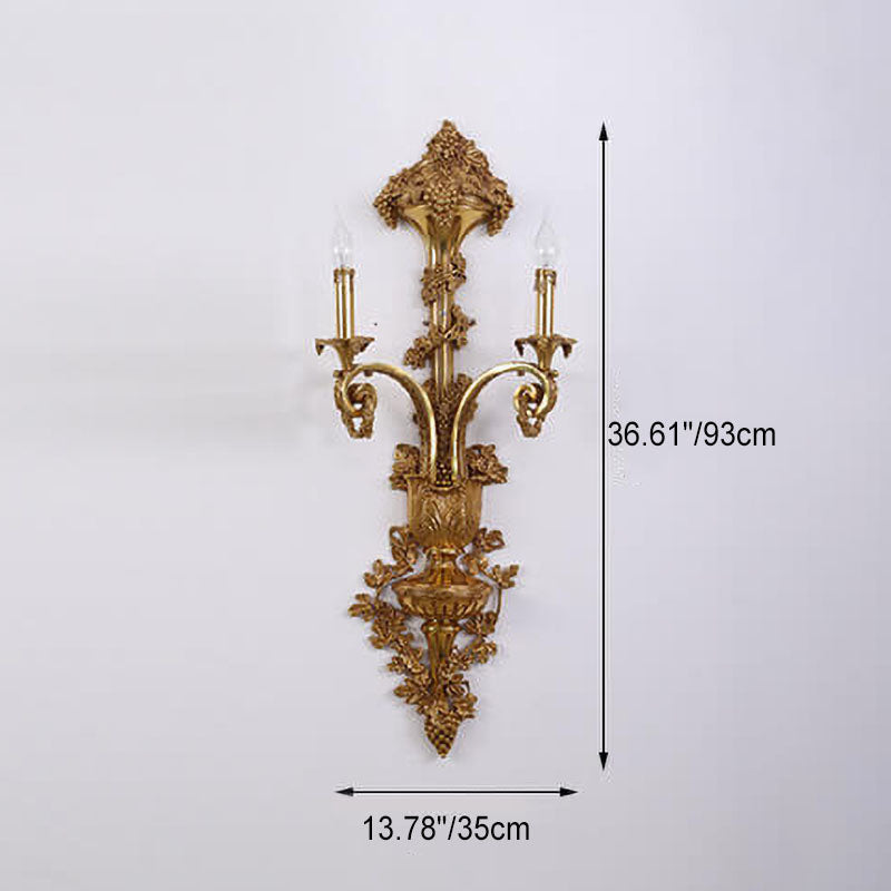 European Copper Candle Holder 2-Light Wall Sconce Lamp