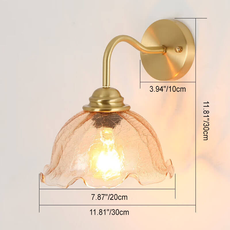 Creative Flower Glass Copper 1-Light Wall Sconce Lamp
