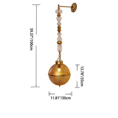 Iron Glass Skeletonized Ball 1-Light Wall Sconce Lamp