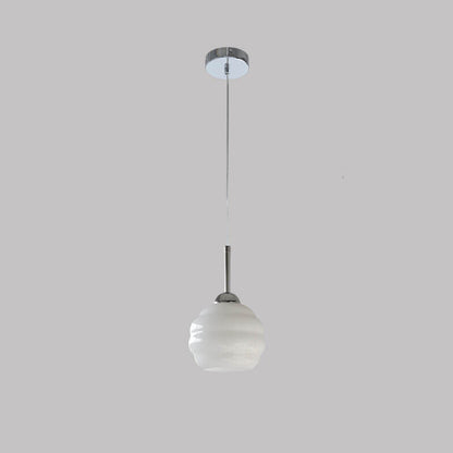 Vintage French Glass Round Tart 1-Light Pendant Light