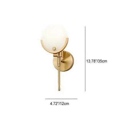 Minimalist Round Ball Iron Marble 1-Light Wall Sconce Lamp