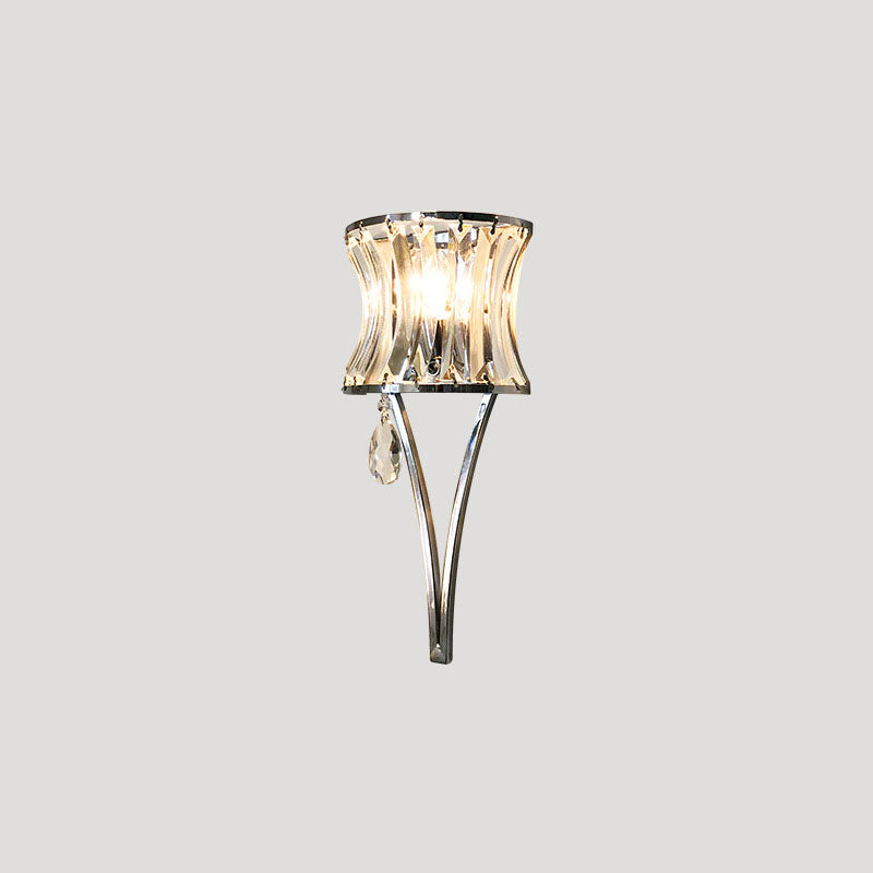 Prismatic Clear Crystal Shade Iron 1-Light Wall Sconce Lamp