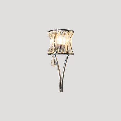 Prismatic Clear Crystal Shade Iron 1-Light Wall Sconce Lamp
