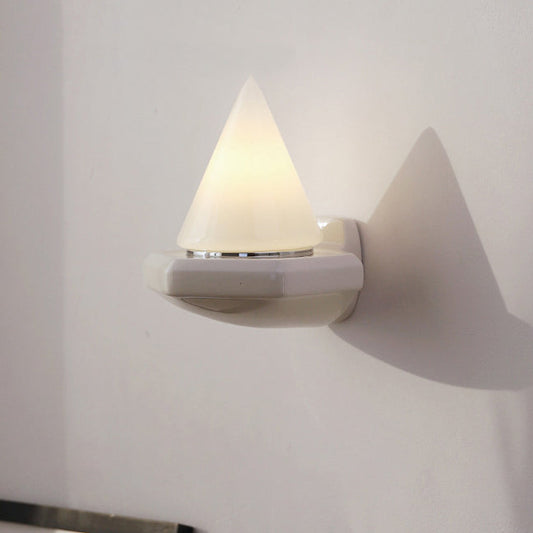 Minimalist Cone Iron Ceramic Glass 1-Light Wall Sconce Lamp